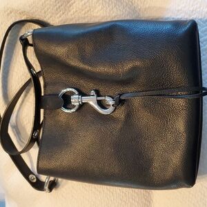 Rebecca Minkoff Black Leather Shoulder Bag with Silver Hardware
